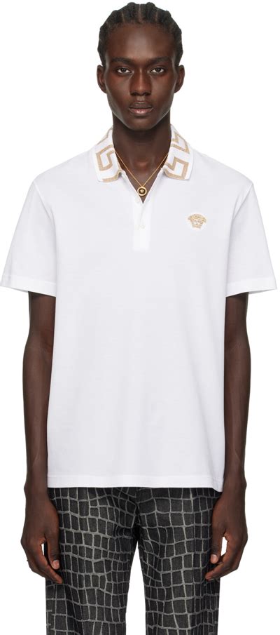 greek key polo shirt versace|Versace Metallic Greca Collar Piqué Polo .